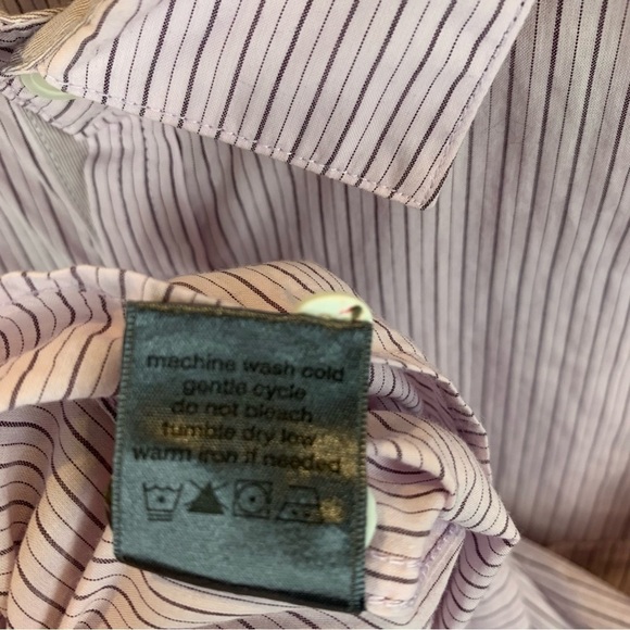 John Varvatos sz M Lavender Striped Cotton Button Up Slim Fit Men’s Dress Shirt - Picture 9 of 9